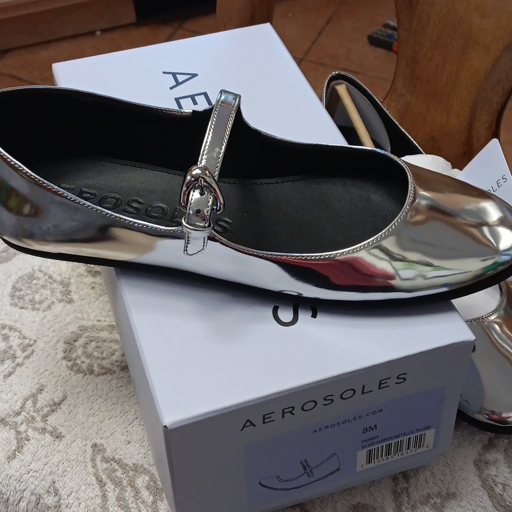 Aerosoles Silver Mirror Metallic Flats